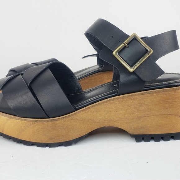Anthropologie, Kelsey Dagger Webster Black Leather Platform, Clog Sandals - Picture 5 of 10